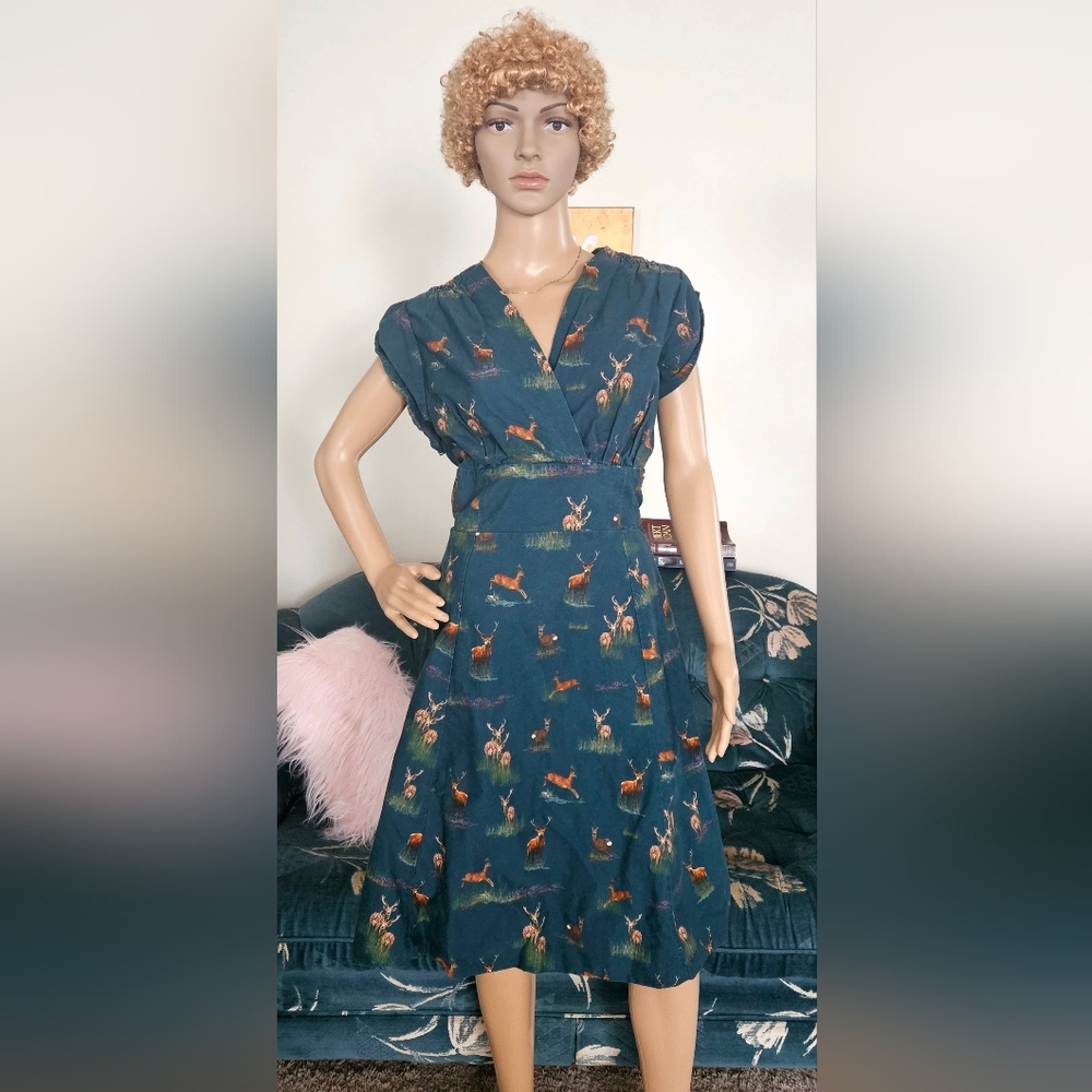 Floral Teal Deer Dress